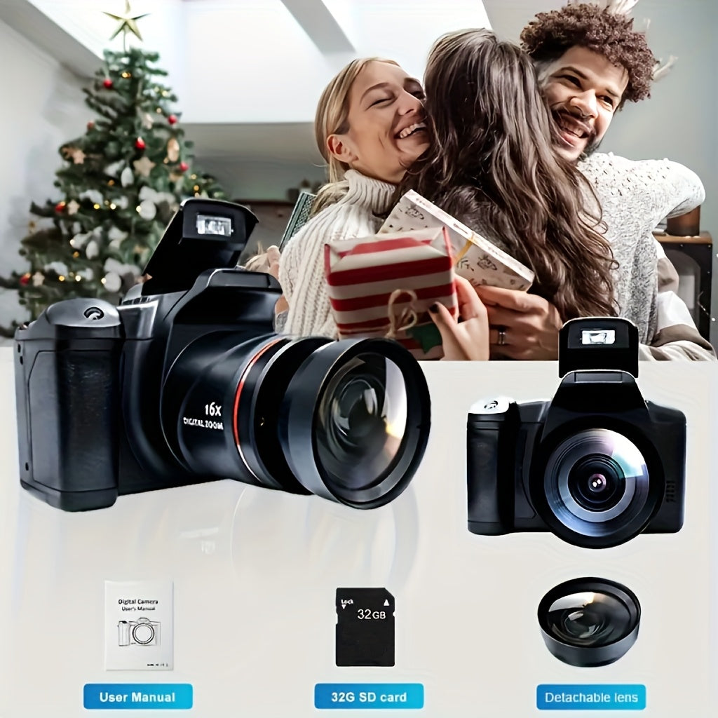 Digital Camera Photography With 2.4-inch LCD Screen, 16xdigital Camera 1080p Mini Camera Vlog Camera With 9.88mm Wide-angle Lens Cool Stuff Travel Essentials Gift, Body Camera Compact Travel Camera, Camera For Vlogqing, Camer Lootquake LLC