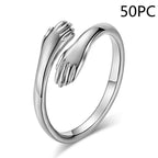 Alloy Simple Hands Hug Ring Opening Adjustable Jewelry Pi-Mart