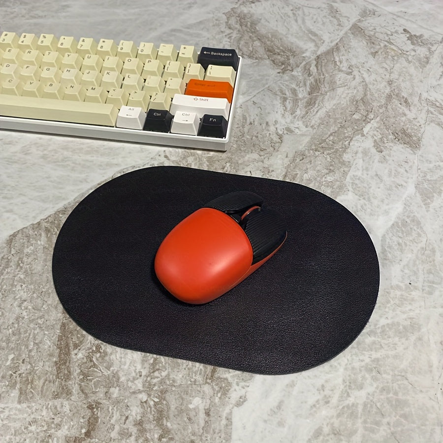 [Small Solid Color Mouse Pad] Oval Small Mouse Pad Single-sided Solid Color Universal Non-slip Pad Mouse Pad Suitable For Laptop Office Faux Leather Gaming Mouse Pad Lootquake LLC