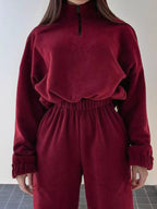 Quarter Zip Sweatshirt and Pants Set THRIXINE