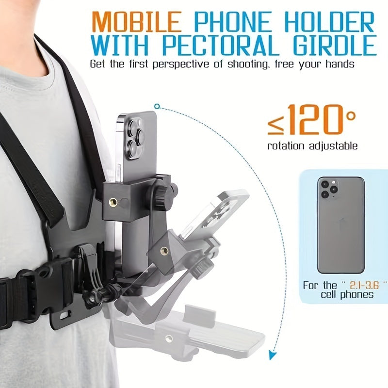 Mobile Phone Holder Chest Belt Mount Strap Support For 360 Rotaion Action Camera Shooting Stable Triangle Design Phone Bracket Lootquake LLC