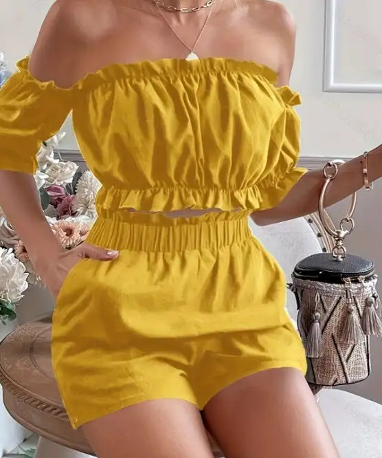 Two Pieces Of Short Sleeve Shorts For Women - SJB-DIAMOND ELITES