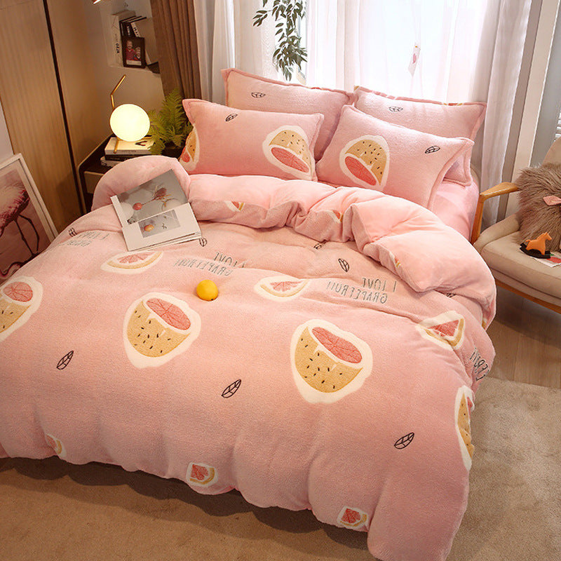 Milk Duvet Set Single Thickened Double Sided Duvet Cover Pi-Mart