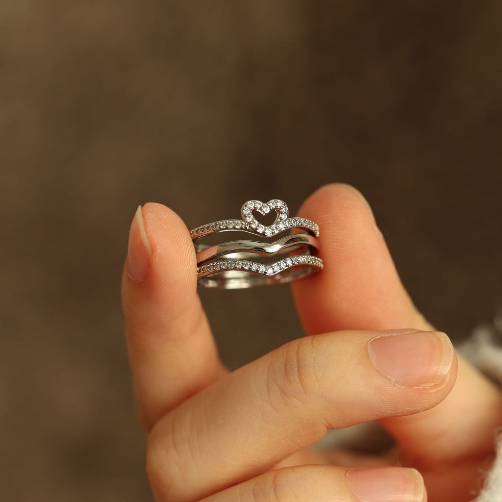 Jewelry Shining Love Wish Bone Stacking Ring Pi-Mart