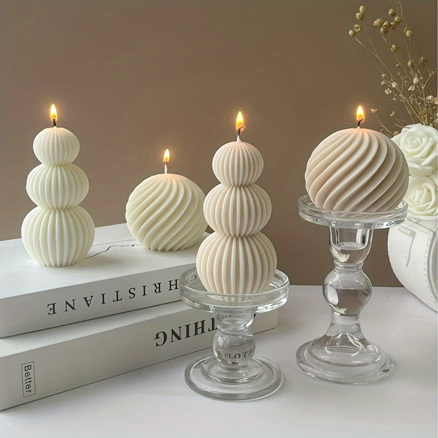 Romantic Wave Sphere Scented Candle - Sandalwood Aroma, Geometric Design for Home Decor, Perfect for Valentine's Day & Special Occasions Lootquake LLC