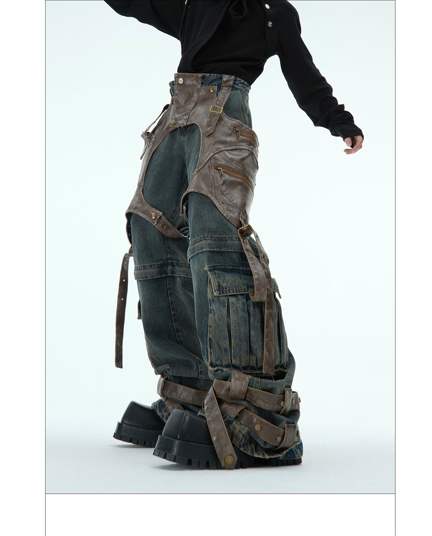 Retro Deconstructed Jeans Men's Detachable Stitching Lootquake LLC