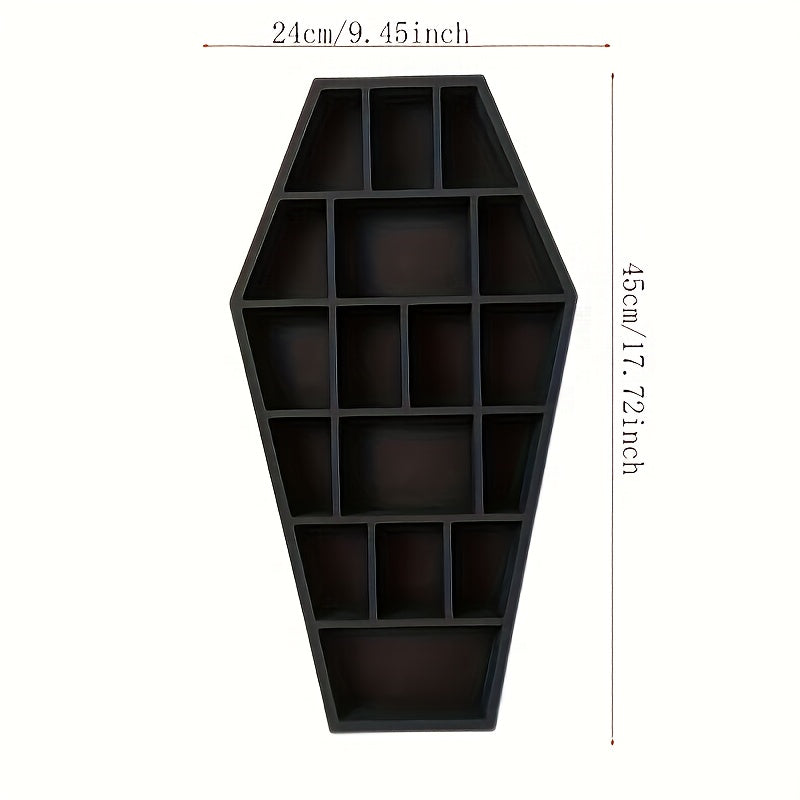 1pc Gothic Coffin Shape Storage Rack, Wooden Wall Mounted Storage Rack, Crystal Stone Storage Display Rack, Scented Candle Crystal Stone Organizer Display Holder, Wall Decor, Home Decor, Box,Cabinet,Rack for Outdoor Storage Lootquake LLC