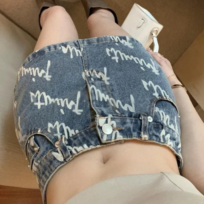 With Pocket Coquette Mini Woman Denim Skirt Sexy Casual Clothing Trend 2025 Y2k Vintage Summer V Short Jeans Skirts for Women Purplish Diva