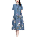 Retro Printed Fat Slim Fit Slimming Loose Casual Patchwork Dress Lootquake LLC