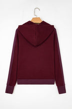 Waffle Zip Up Snap Button Hooded Jacket THRIXINE