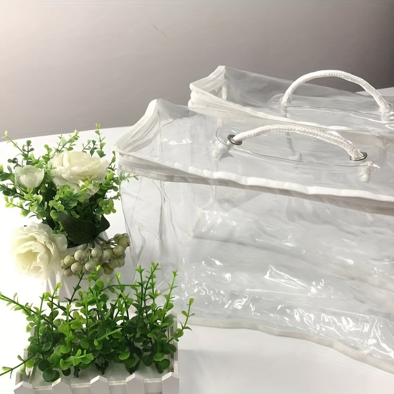 1pcs/2pcs 2-Pack Transparent PVC Travel Makeup Bag, Waterproof Cosmetic Pouch for Travel, Portable Quilt Blanket Storage Bag Lootquake LLC