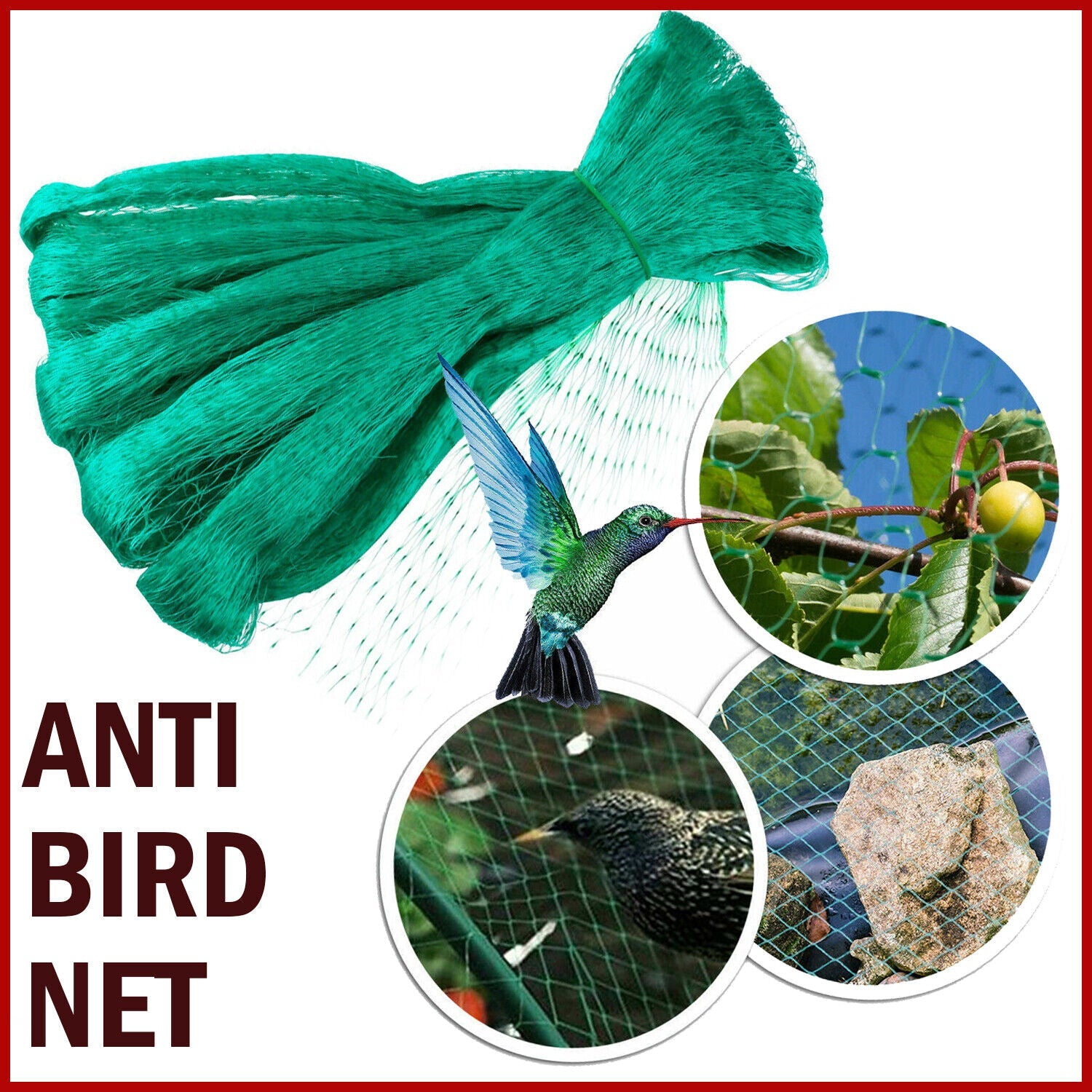 33FT Anti Bird Netting Pond Net Protection Tree Crops Plants Fruits Garden Mesh