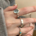 Small Pieces Of Silver Natural Stone Open Ring For Women Lootquake LLC