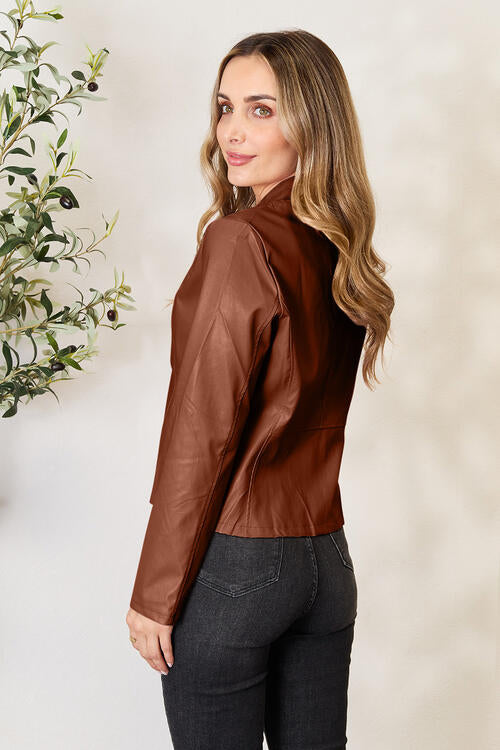 Women Classic Neck Zip-Up Jacket For Everyday Wear Elegant Girls Jacket Stevvex