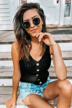 Buttoned Knit Tank - SJB-DIAMOND ELITES