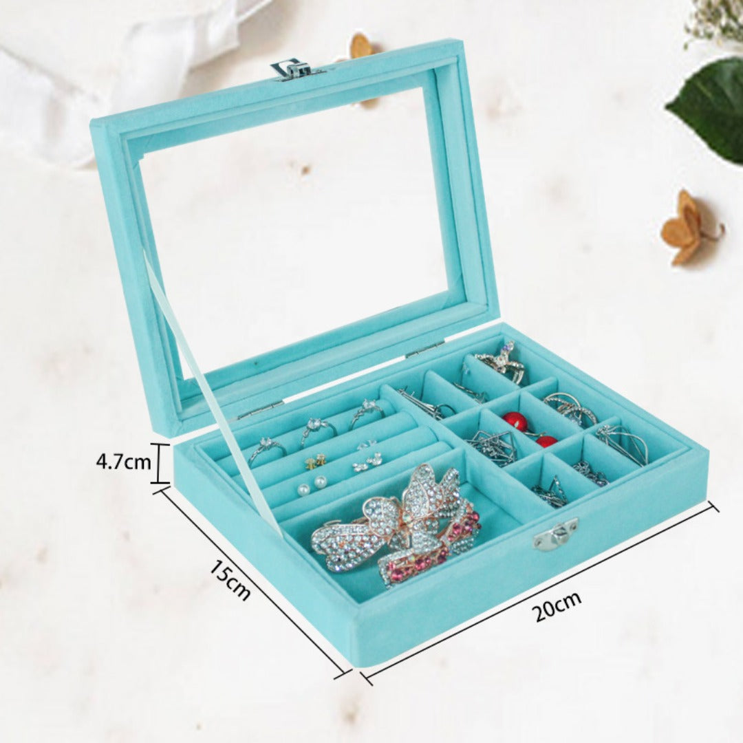 Flannel jewelry storage box, anti-oxidation transparent portable jewelry box, earrings, earrings, jewelry box. - SJB-DIAMOND ELITES