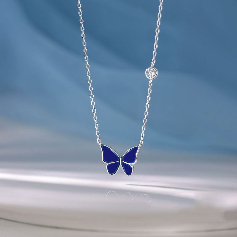 S925 Sliver Color-changed Butterfly Necklace Fashion Novelty Jewelry Pi-Mart