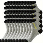 50 Pairs Of Men's Solid Letter Print Sport Crew Socks, Breathable Sweat-absorbing Comfy Soft Casual Simple Style Socks All Seasons Wearing Lootquake LLC