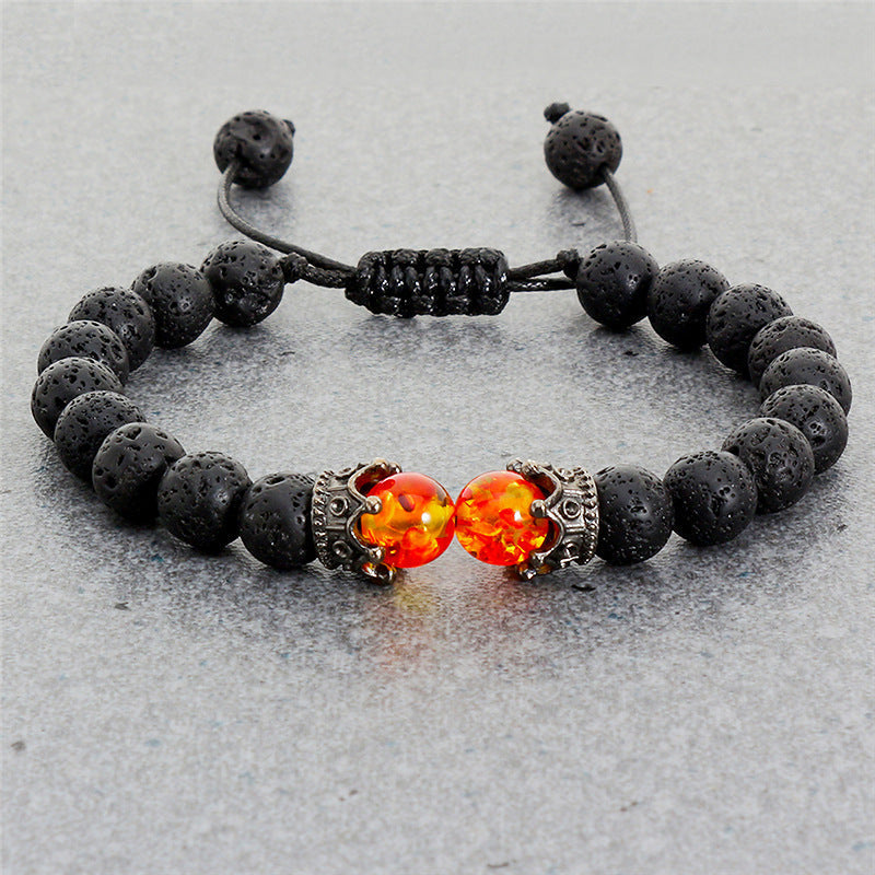 Beaded Hand Rope Volcanic Stone Bracelet Pi-Mart
