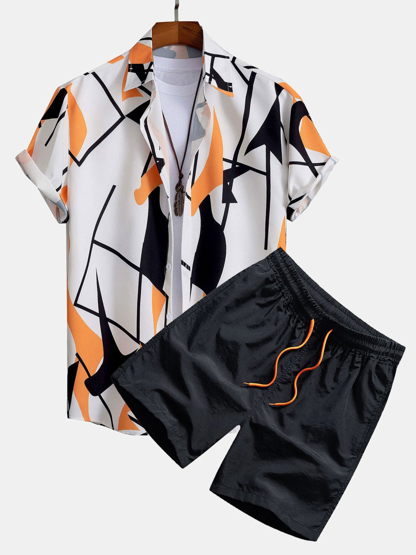 Men's Casual Suit 3D Digital Printing Short Sleeve Shirt Hawaii Suit Lootquake LLC