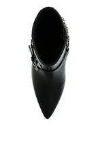 Buckle Harness Stiletto Boots - 3" Heel | Femstylo