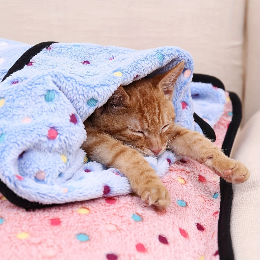 1pc Ultra-Soft Coral Fleece Pet Blanket - Cozy Flannel Cartoon Dog Throw - Ideal for Couch Snuggling & Puppy Comfort