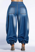Plus Size Casual Blue Jogging Hight Waist Denim Jeans Purplish Diva