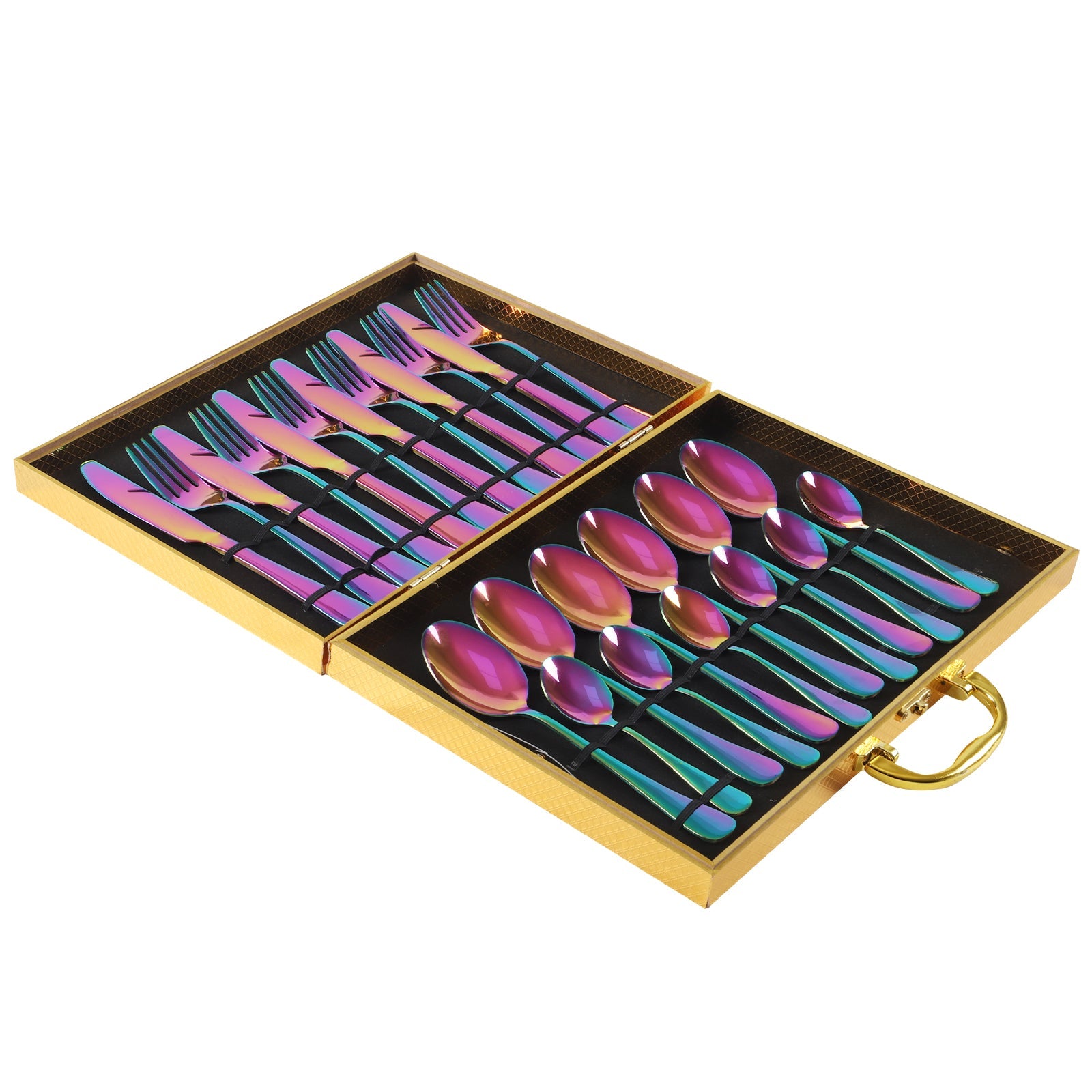 24-Piece Stainless Steel Tableware Set - One-Piece Molded Knife Fork Spoon Collection Pi-Mart