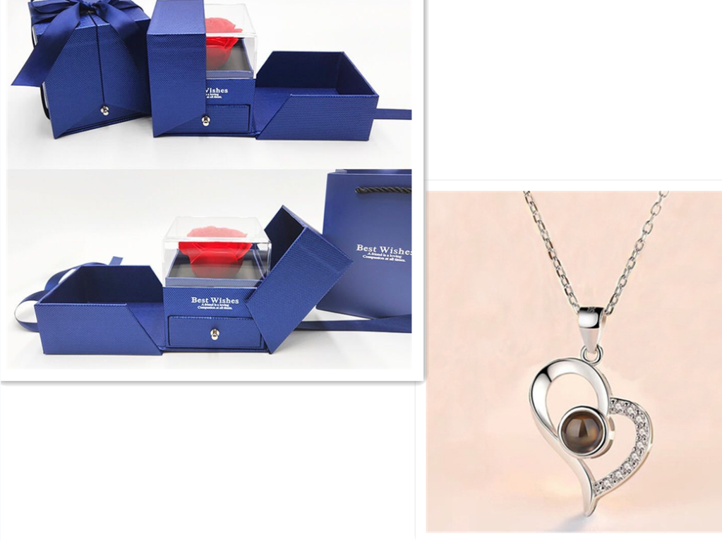 Hot Valentine's Day Gifts Metal Rose Jewelry Gift Box Necklace For Wedding Girlfriend Necklace Gifts Pi-Mart