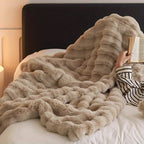 1pc Super Soft Faux Rabbit Fur Blanket - All Seasons Wool Blanket for Bedroom, Office, Camping, and Travel - Warm and Comfortable - Perfect Home Decoration Lootquake LLC