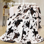 1pc Soft and Warm Cow Print Blanket - Lightweight Plush Flannel Fleece Throw for Sofa, Couch, Bed - Home Decorative Gift for All Seasons