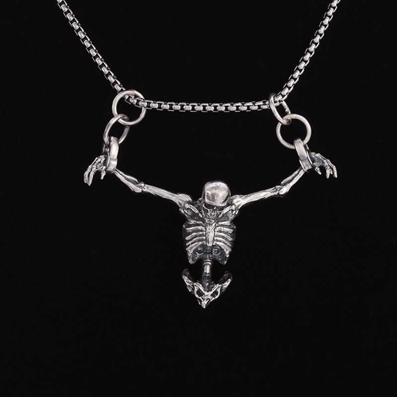 Crucifixion Skull Pendant Necklace Pi-Mart