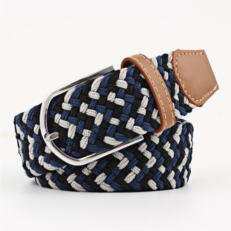 Women's Canvas Belt Student Pants Casual Stretch Braided Needle Buckle Pi-Mart