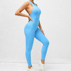 Zippered Yoga Fitness Jumpsuit Sleeveless Tummy Control Stretch Shapewear Butt Lifting Sportswear Women Fashion Outfits Clothing Pi-Mart