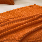 1pc Super Soft 3D Jacquard Flannel Blanket - Burnt Orange Fuzzy Throw with Cozy Lightweight Design for All-Season Home Decor, Perfect for Couch, Sofa, Bed, Chair - 300GSM Warm and Fuzzy Texture for Ultimate Comfort Lootquake LLC