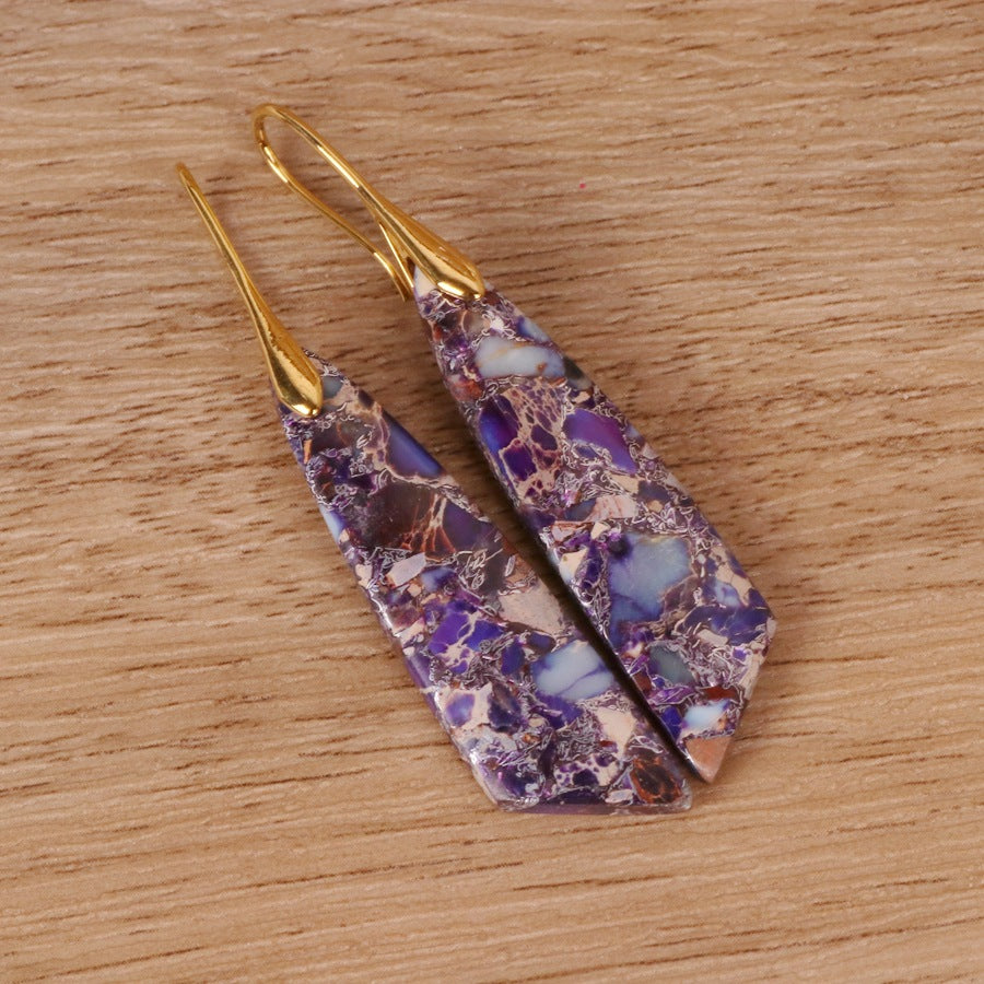 Bohemian Emperor Stone Geometric Pendant Earrings Pi-Mart