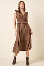 Smocked Ruffled Tiered Midi Dress For Women – Feminine, Romantic & Elegant Boho Chic Dress for Special Occasions