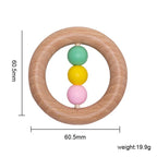 Modern Wooden Rattle Beech Bear Hand Teething Wooden Ring Baby Rattles Play Educational Toys For Kids