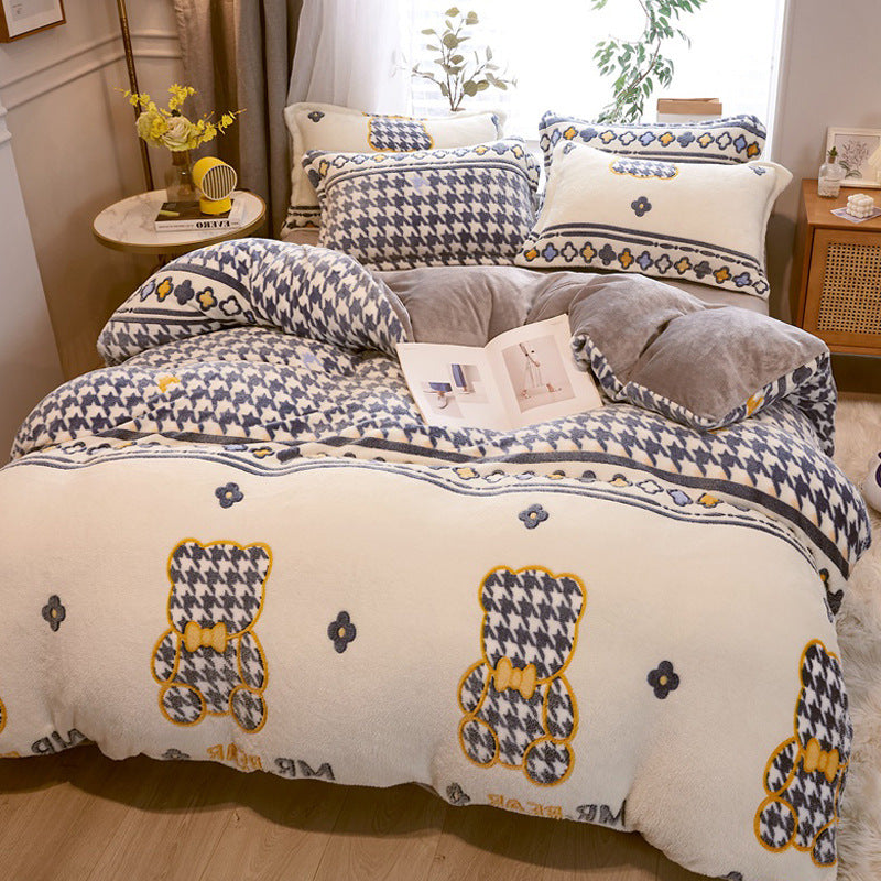 Milk Duvet Set Single Thickened Double Sided Duvet Cover Pi-Mart