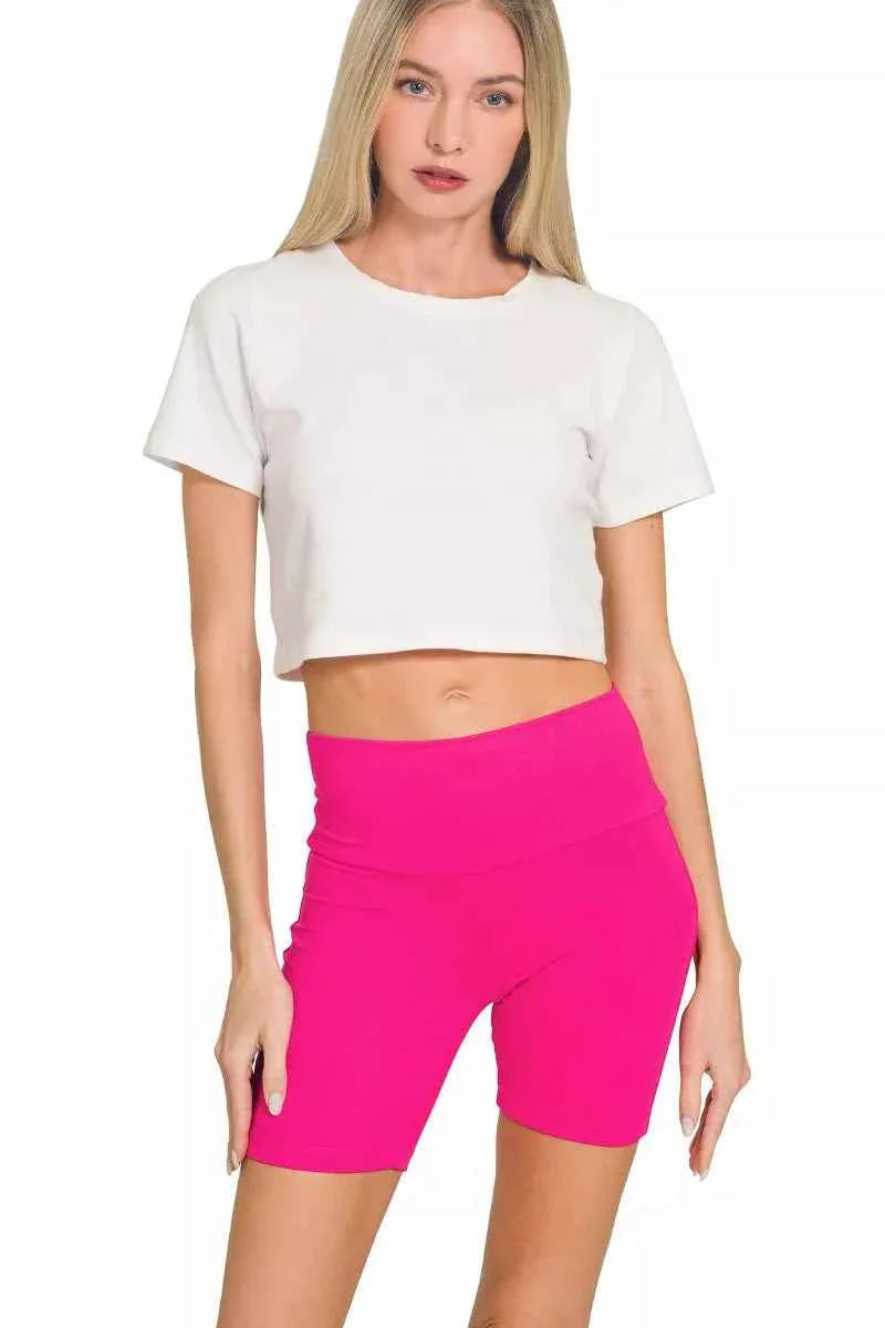 Zenana Brushed Dty Microfiber Top & Biker Shorts THRIXINE