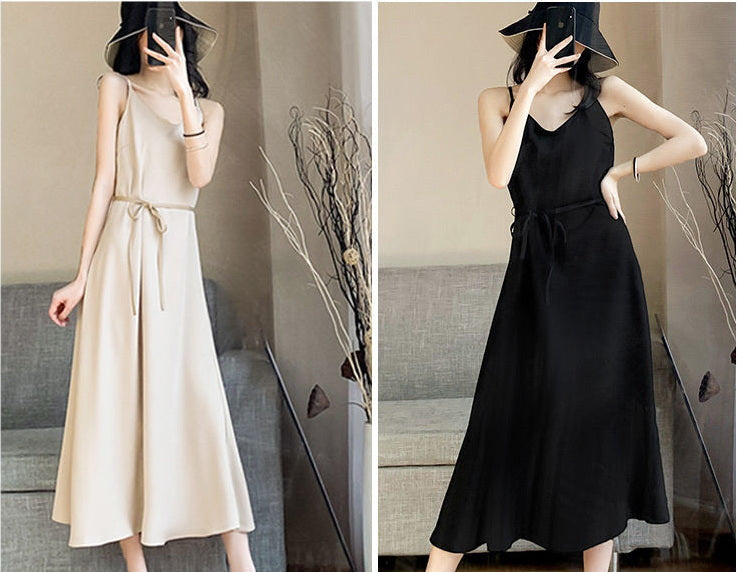 Summer Dresses for Women Sleeveless Loose Sling Maxi Dresses Casual Plain Cami Long Dress SHOMICOBOUTIQUE
