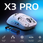 4K/8K ATTACK SHARK X3PRO Wireless Gaming Mouse - Ultra-Lightweight, Sweat-Resistant, Anti-Slip Design with Self-Adhesive Elastics Refined Side Grips, Anti-Sweat Paste, and Premium Grip Tape for Enhanced Gaming Performance Lootquake LLC