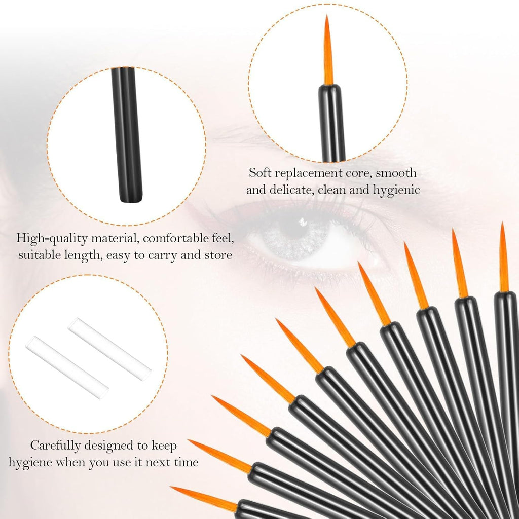 One Hundred Pack Disposable Eyeliner Brushes - Ultra-Fine Point Applicators, Black Cosmetic Eye Wands For Precise Makeup Application Pi-Mart