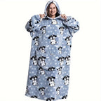 1pc Oversized Cartoon Hooded Blanket Sweatshirt, Ultra Cozy Wearable Fleece Throw for Adults, Extra Warm and Soft Pullover for Lounging, Gift Idea Lootquake LLC