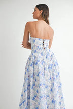 Sweetheart Neckline Floral Printed Midi Dress – Floral Midi Dress, Sweetheart Neckline Dress, Romantic Midi Dress, Feminine Floral Dress, Elegant Midi Dress