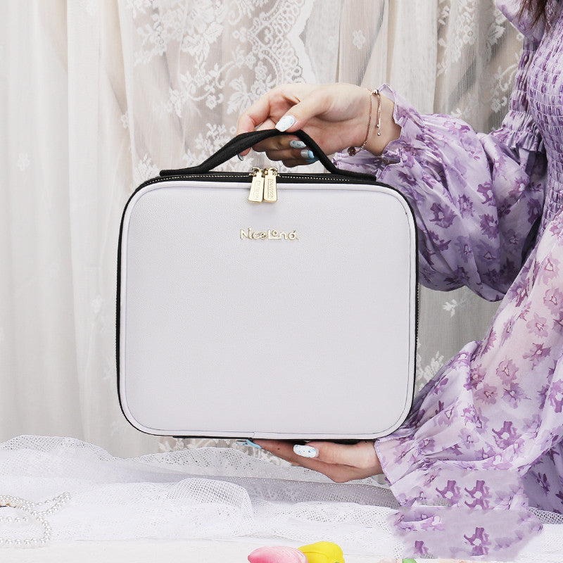 Smart LED Cosmetic Case With Mirror Cosmetic Bag Large Capacity Fashion Portable Storage Bag Travel Makeup Bags Pi-Mart