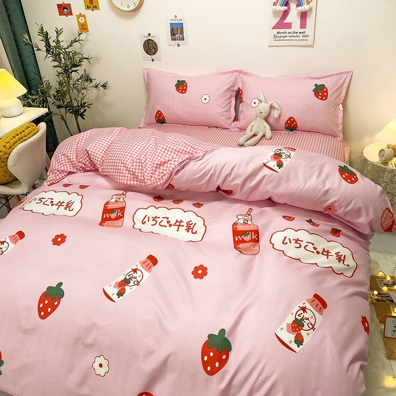 Cotton Sweet Twill Sheet Quilt Cover Bedding Set Pi-Mart