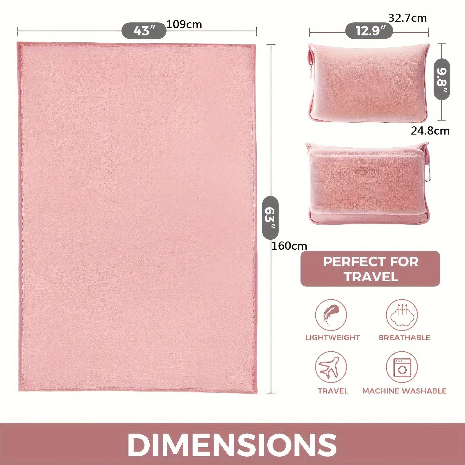 [Hot Selling] Ultra-Soft Embroidered Travel Blanket 2-in-1 with Pillowcase & Backpack Clip - Tear-Resistant, Allergy-Friendly Flannel for All Seasons Lootquake LLC
