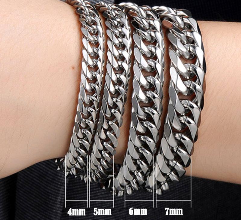 Luxury Miami Stainless Steel Chain Bracelets For  Men Flat Curb Bracelet Hip Hop Rock Sports Jewelry Style - SJB-DIAMOND ELITES