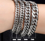 Luxury Miami Stainless Steel Chain Bracelets For  Men Flat Curb Bracelet Hip Hop Rock Sports Jewelry Style - SJB-DIAMOND ELITES
